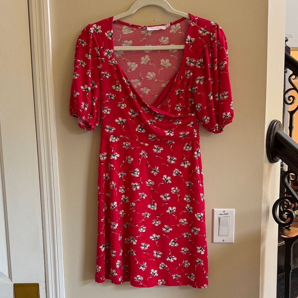 All in Favor Red Floral Mini Dress